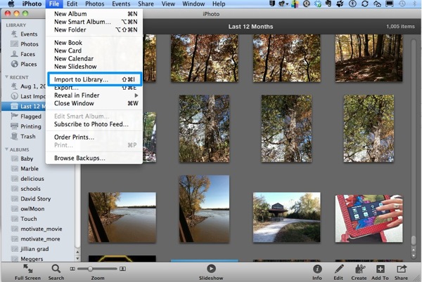 Imort to iPhoto Library